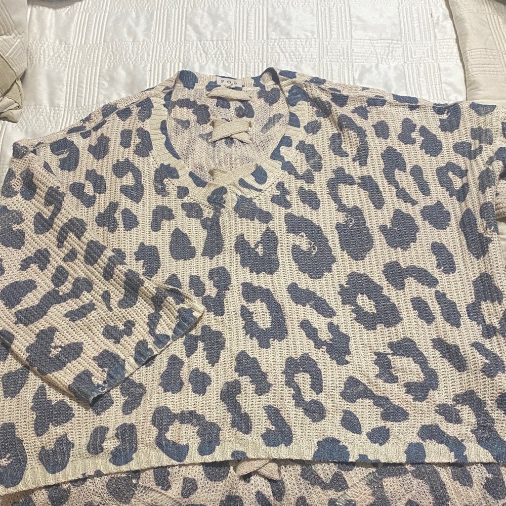 POL gray and Cream Knit Sweater
